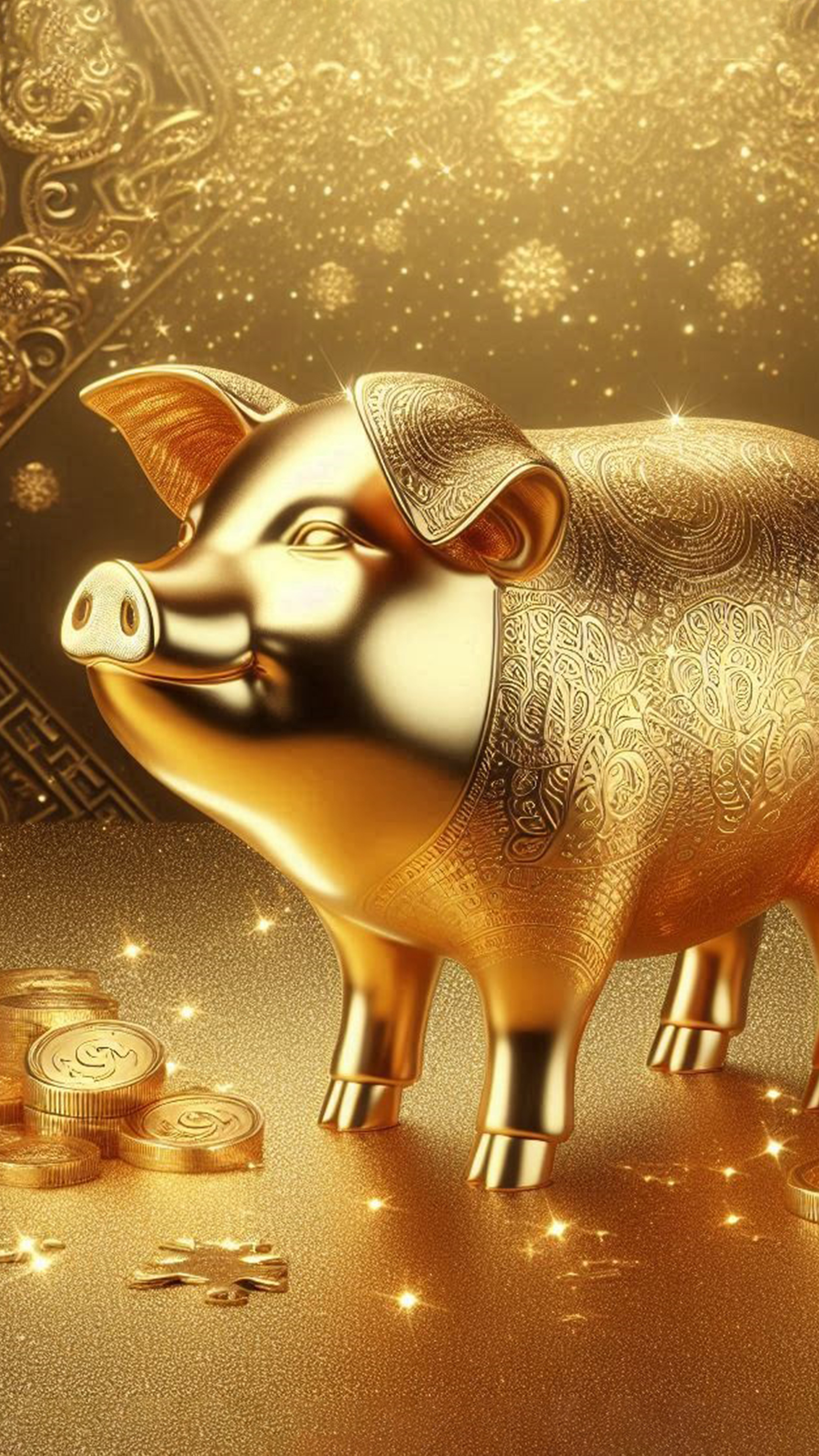 お金を産む金の豚(金豚)  最強金運アップ待ち受け画像、宝くじ高額当選！？ 大金神社