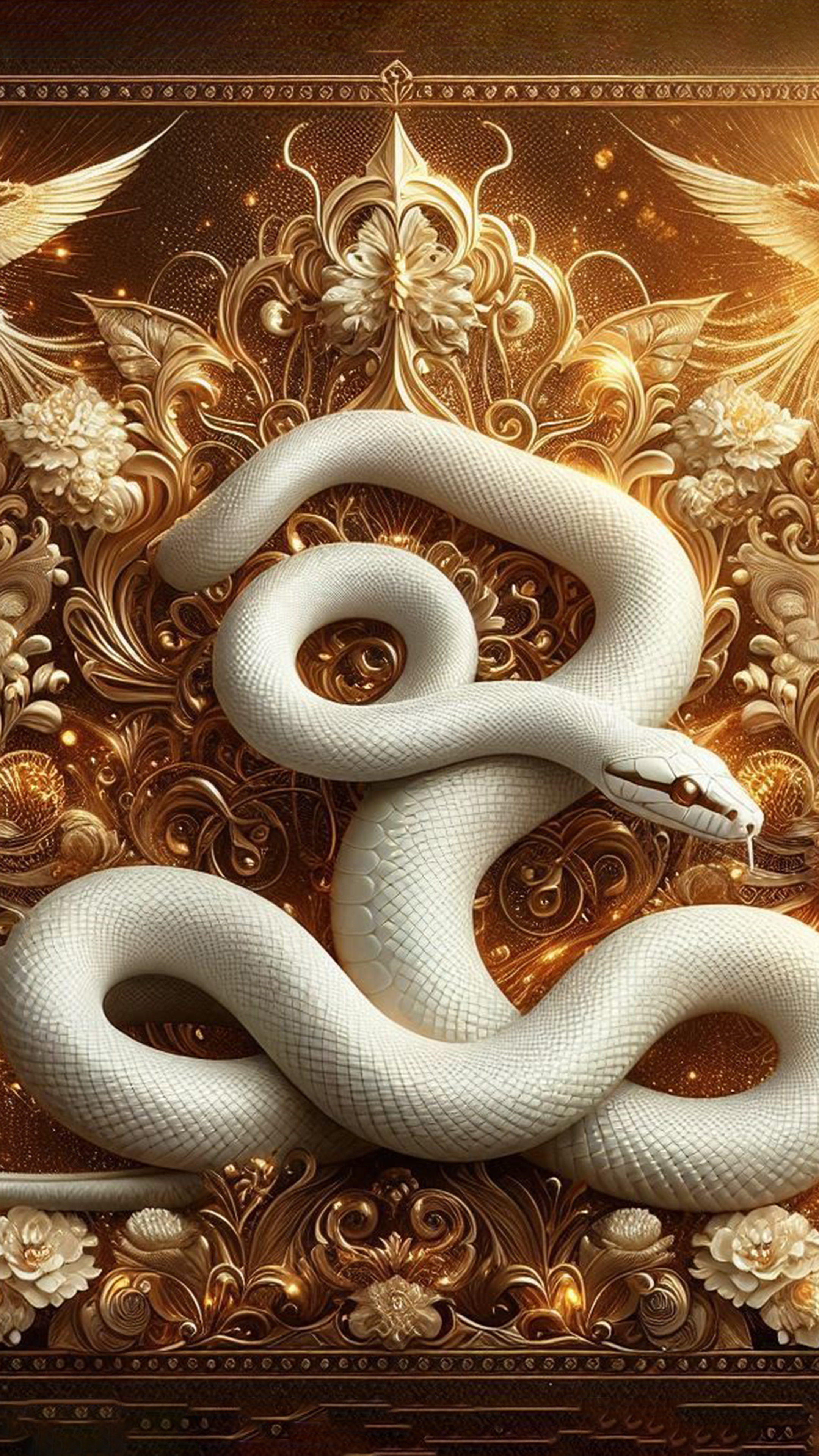 金運に恵まれる白蛇 最強金運アップ待ち受け画像、宝くじ高額当選！？ 大金神社